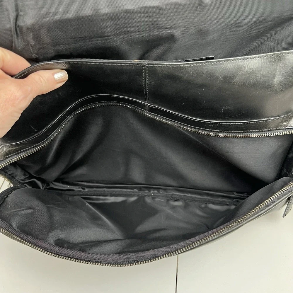 Wilsons Leather Briefcase/Messenger Bag Dark Brown to Black NO SHOULDER STRAP